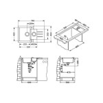 GRANITAL POMIVALNO KORITO ALVEUS ROCK 70, CONCRETE-G81 780X480 MM - slika 2