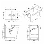 GRANITAL POMIVALNO KORITO ALVEUS ROCK 80, G91 CARBON 595X475 MM - slika 2
