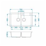 GRANITAL POMIVALNO KORITO ALVEUS ROCK 90, G22 TERRA 780X480 MM - slika 3