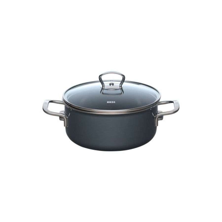 LONEC / KOZICA RIESS KOZICA 20CM 2L DARK GREY S STEKLENO POKROVKO