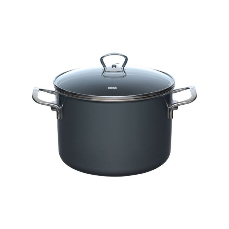LONEC / KOZICA RIESS LONEC 24CM 6.5L DARK GREY S STEKLENO POKROVKO