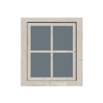 OKNO ZA LESENO HIŠKO KARIBU NAOKNICE ZA 28MM OKNO SLONOVA KOST BELA 69X79 - slika 2