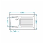 NERJAVNO POMIVALNO KORITO ALVEUS CLASSIC 70, SATIN 1000X600 MM - slika 3