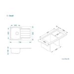NERJAVNO POMIVALNO KORITO ALVEUS LINE MAX 80, SATIN 790X500 MM - slika 2