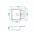 NERJAVNO POMIVALNO KORITO ALVEUS LINE MAXIM 60, SATIN 615X500 MM - slika 3