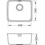 NERJAVNO POMIVALNO KORITO ALVEUS LUNO 20, SATIN 340X400 MM - slika 3