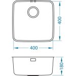 NERJAVNO POMIVALNO KORITO ALVEUS LUNO 30, SATIN 400X400 MM - slika 3