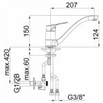 PIPA KUHINJSKA PROJECT PROJECT STOJEČA, 3 CEVI KOTNI VENTIL - slika 2
