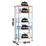 REGAL SIMONRACK 180X90X40 CM, 5 POLIC 150 KG/POLICO PLAVA/ORAN - slika 3