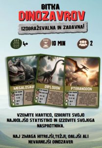 Pridružite se vznemirljivi pustolovščini v prazgodovinski dobi z našo igro Bitka DINOZAVROV! Ta igra prinaša 50 čudovito ilustriranih kart, vsaka
