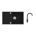 GRANITAL POMIVALNO KORITO SINK SOLUTION ROMA ČRN SET Z ARMATURO