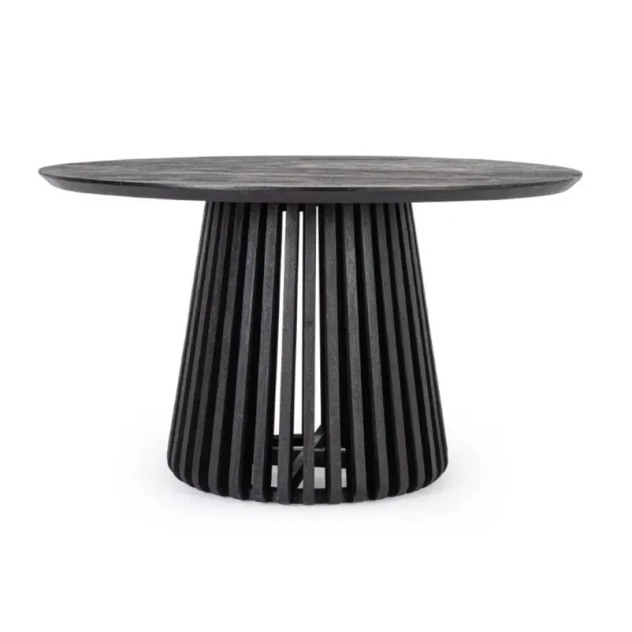 Jedilna miza ODION črna je elegantna, okrogla miza, ki s svojo obliko popestri vsak prostor. Narejena je iz mangotovega lesa. Dimenzije: širina: Ø130cm