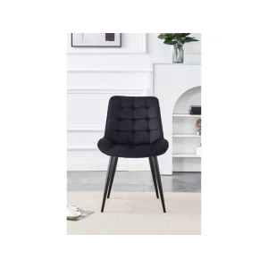 Kuhinjski stol VIKA velvet črna je odlična rešitev za kombiniranje v minimalističen ali industrijski stil prostora. Kombinacija črnega prešitega blaga s