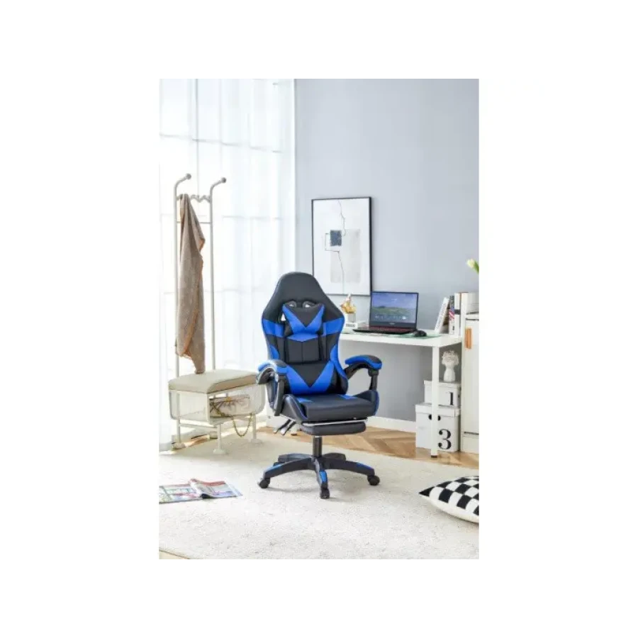 Pisarniški gaming stol DOLY EXTRA v modro črnem umetnem usnju je narejen za udobje prav vsakega posameznika, ki preživi dlje časa za pisarniško mizo.
