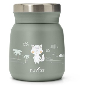 Nuvita termo posodica je iz nerjavečega jekla brez BPA in ftalatov. Dvojna stena omogoča boljše zadrževanje temperature (vroče vsebine ohranja cca 14 ur