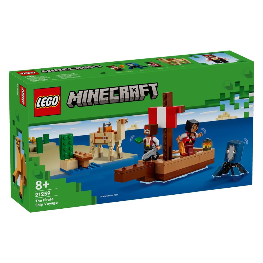 Odjadraj s figurama piratov v igralnem kompletu Minecraft®.