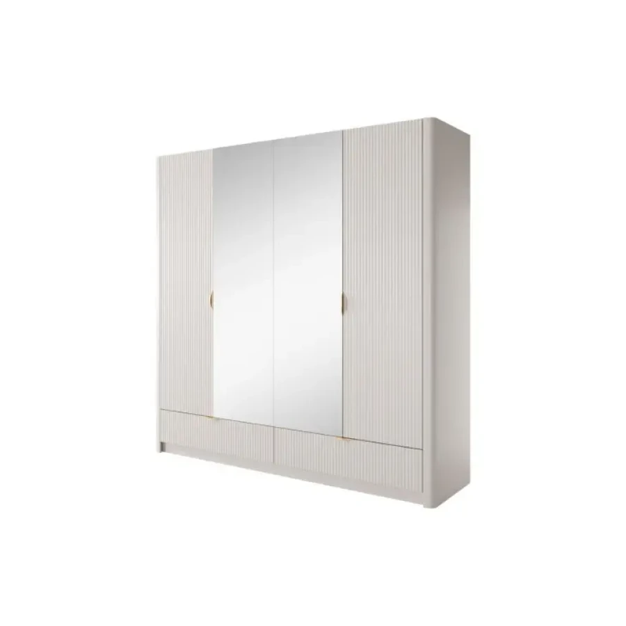 Elegantna in moderna garderobna omara LILJA, je narejena iz odličnih materialov v barvi beige. Narejena je iz MDF-ja in ima ABS rob. Ima kovinske ročaje v