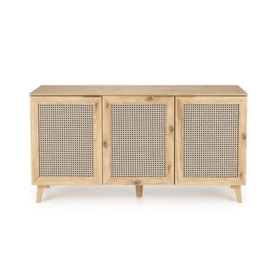 Komoda BORAJA, je praktična in elegantna, izdelana iz iverne plošče, MDF-ja in polipropilena. V barvni kombinaciji artisan hrasta in črne ponuja moderen