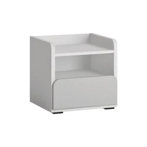 Nočna omarica ALBA, je izdelana iz MDF-ja in opremljena z ABS robovi, združuje funkcionalnost in stil. V elegantni kombinaciji bele in temno sive barve bo