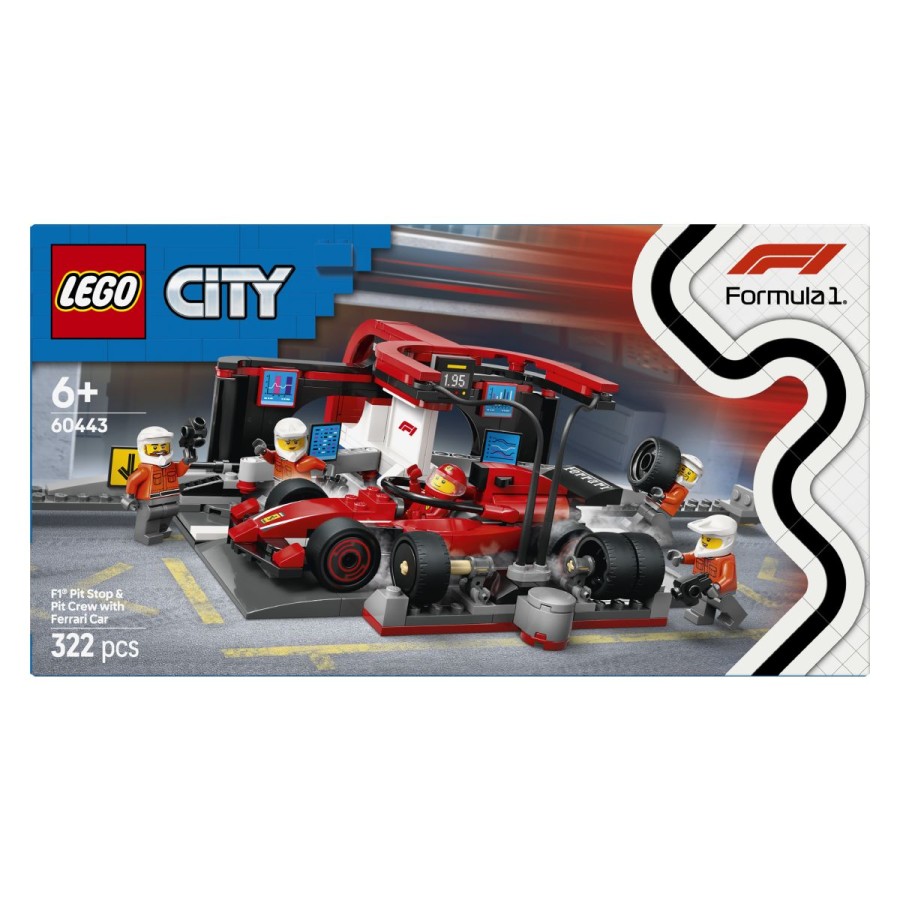da boš odpeljal rekordni krog! Pripravi se na osupljivo servisiranje v F1 boksu v LEGO® Cityju!Primerno za otroke od 6. leta dalje.