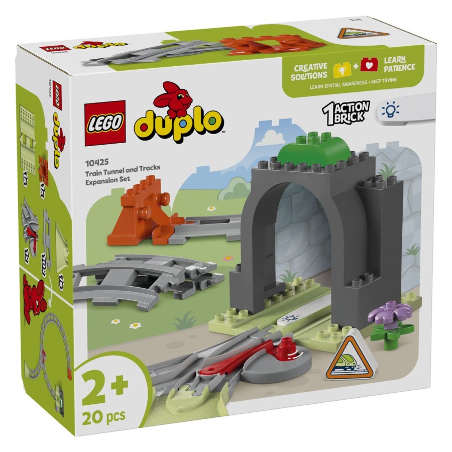 Lego® Duplo® Razširitveni komplet železniški predor in tiriIzboljšaj učenje malčkov z železničarskim ustvarjalnim razširitvenim kompletom. Predšolski otroci ustvarijo nove dogodivščine za svoje vlake z dodajanjem 10 tirnic