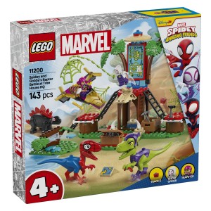 Lego® Spidey Spideyjev in Gobbyjev spopad v glavnem štabu v hiši na drevesuEkipa Spidey je v glavnem štabu v hiši na drevesu in raziskuje jamo z dinozavrskimi lobanjami