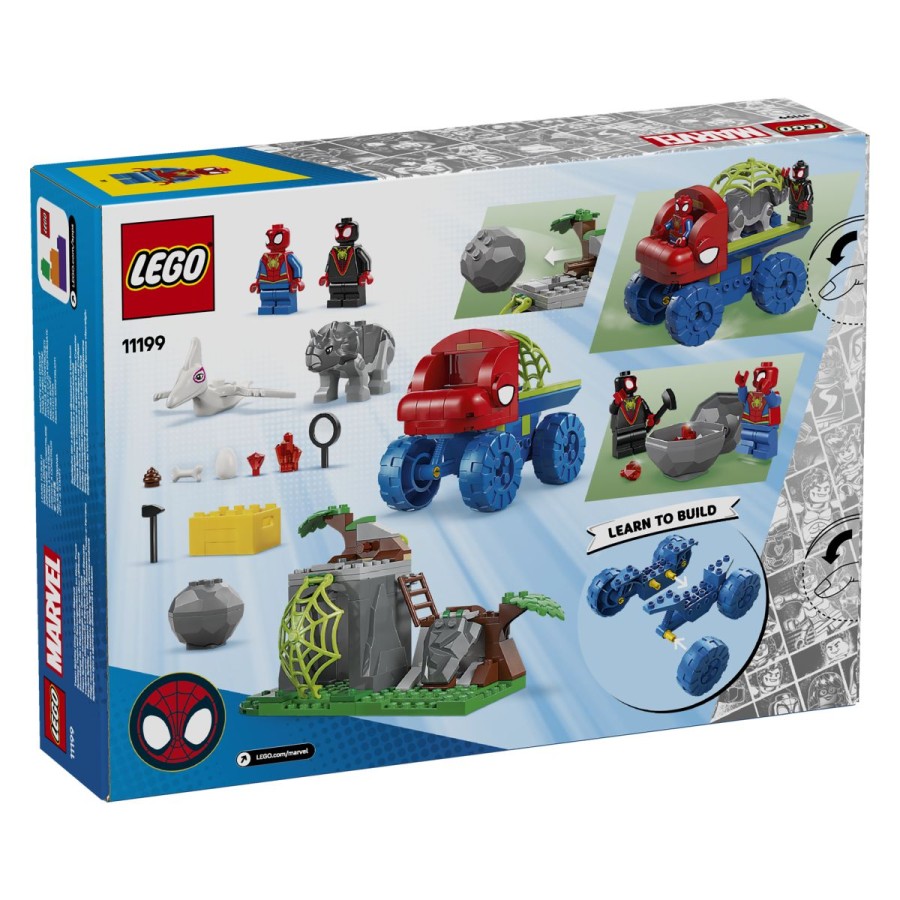 vendar ga junaki blokirajo z razstrelitvijo dino mreže. Spidey prispe s svojim reševalnim vozilom in izstreljevalnikom mreže
