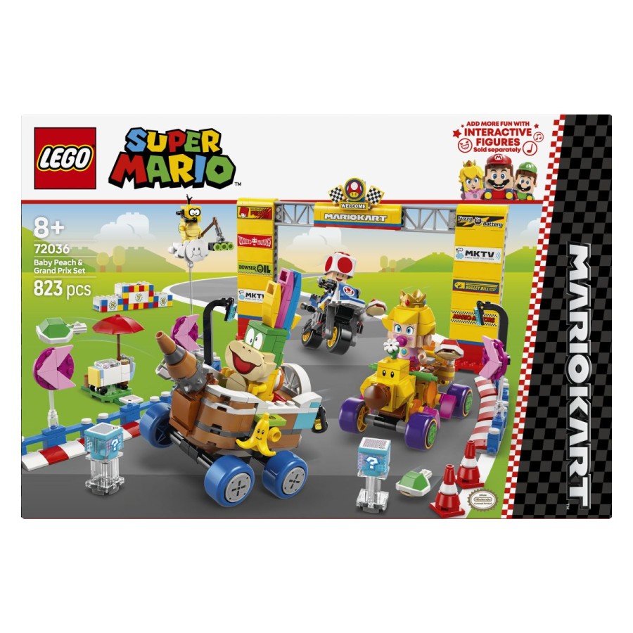 LEGO® Luigijem™ ali LEGO® Peach™ (figure niso vključene) za digitalno igro!Primerno za otroke od 8. leta dalje.