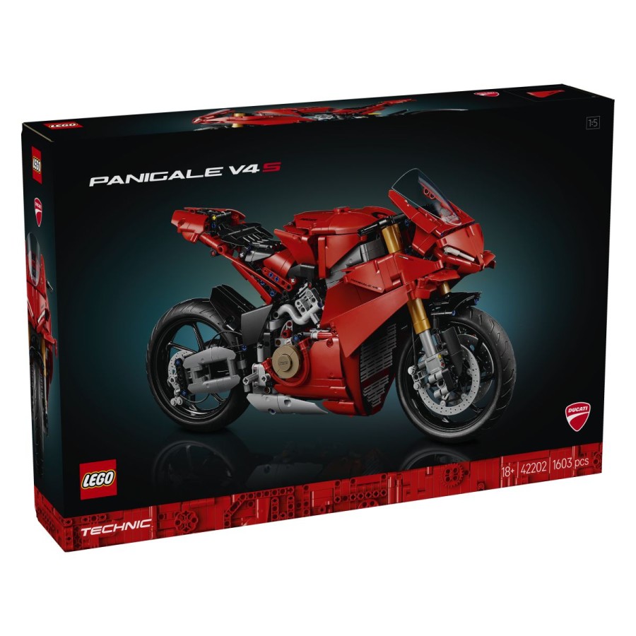 Lego® Technic™ Ducati Panigale V4 S MotoSlog. Prefinjenost. Zmogljivost. Ducati Panigale V4 S ima vse. Zdaj lahko zgradite svoj lasten model tega impresivnega supermotorja v obliki LEGO® Technic™. Uživajte v osupljivem gradbenem projektu