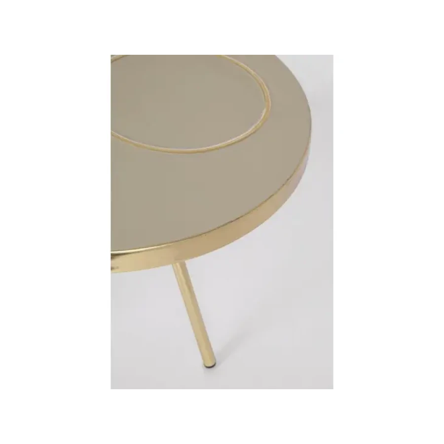 Klubska miza KESAR je narejena iz kovinske kontrukcije z medeninastim zaključkom. Zgornji del ima emajliran zaključek. Dimenzije: širina: Ø51cm višina: