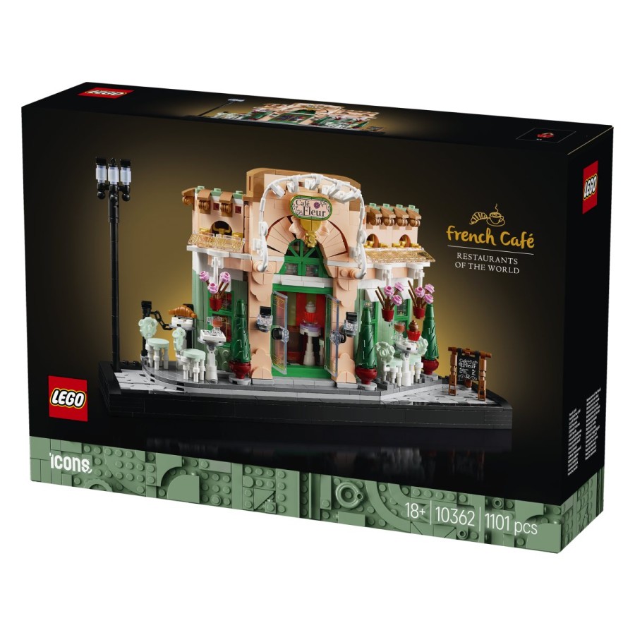 Uživaj v eleganci francoske kavarne s kompletom za sestavljanje za odrasle LEGO® Ikone. Ujemi bistvo klasičnega bistroja s slikovito fasado