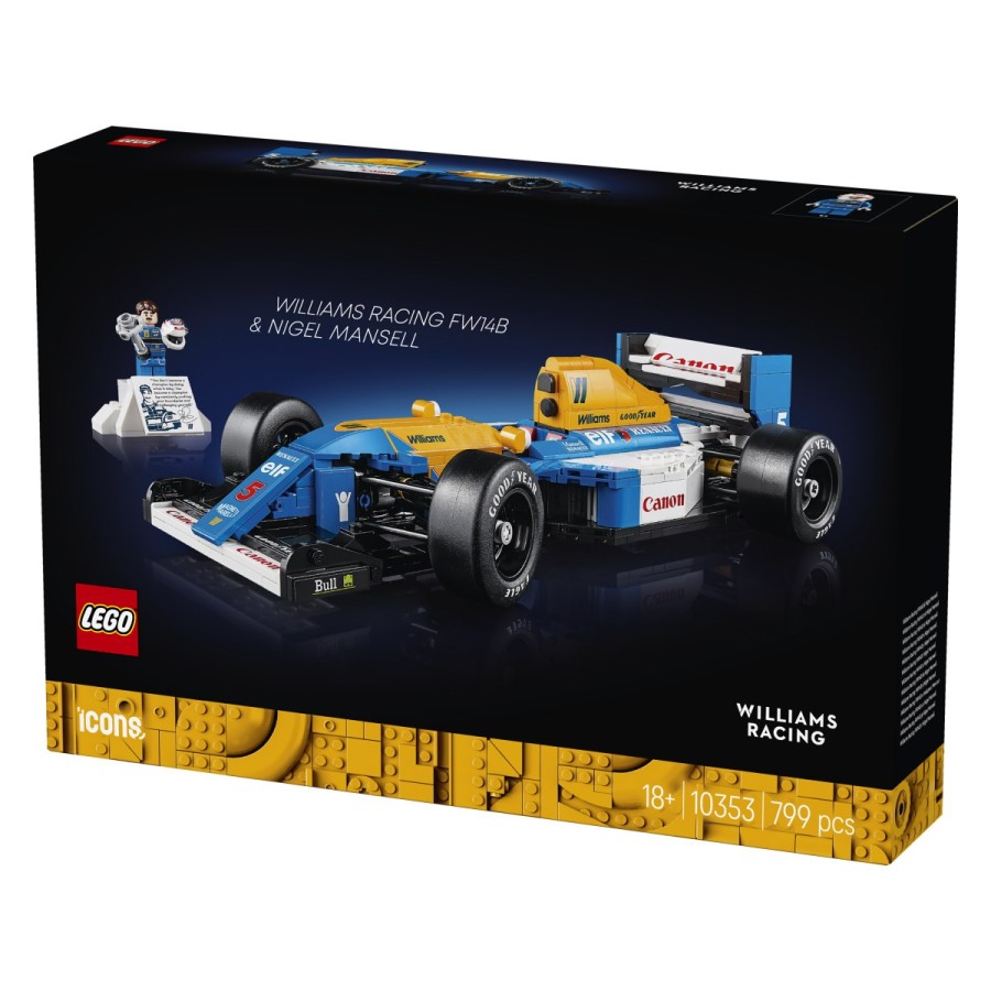 Proslavi zgodovino Formule 1 s kompletom LEGO® Icons za odrasle. Izdelaj podroben model dirkalnika Williams Racing FW14B