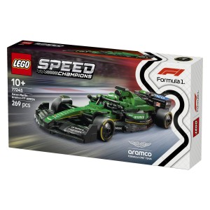 Zapodi se proti ciljni črti z iz kock sestavljenim dirkalnikom Aston Martin Aramco F1® AMR24. Zberi