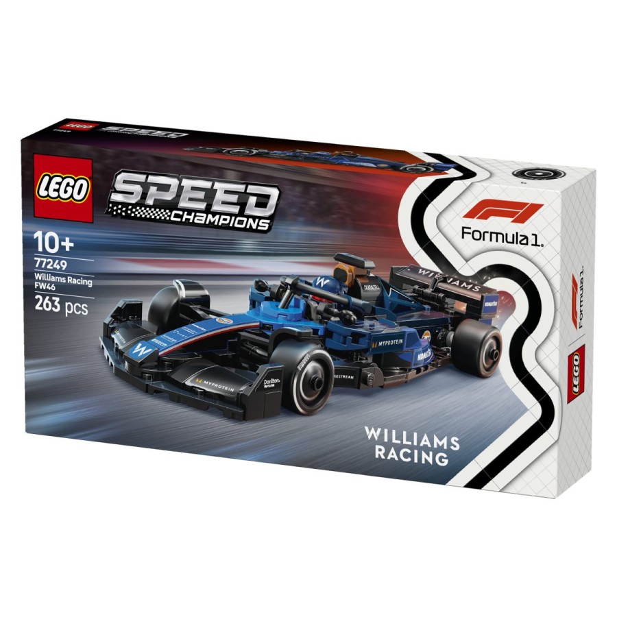 Izkusi vznemirjenje dirkanja s Formulo 1® z iz kock sestavljenim dirkalnikom Williams Racing FW46 F1®. Zberi