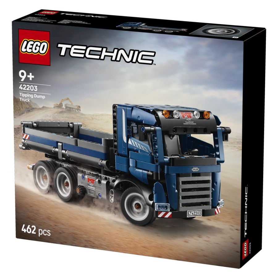 Naj se stvari na gradbišču premaknejo z LEGO® Technic prekucnim smetarskim vozilom! Tovornjak zapelji
