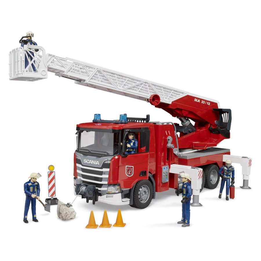 kot je velika gasilska akcija.Vrhunec gasilske ponudbe BRUDER je gasilsko vozilo z lestvijo Scania Super 560R.Poleg vseh detajlov