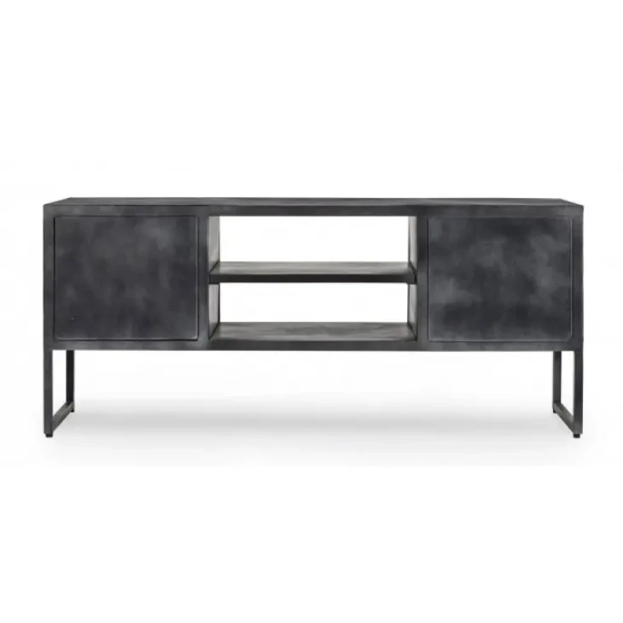 TV regal 2A DORSET je narejen iz mangovega lesa z oblogo. Ima barvano jekleno konstrukcijo. Material: - Les - Jeklo Barva: - Črna Dimenzije: širina: 130cm