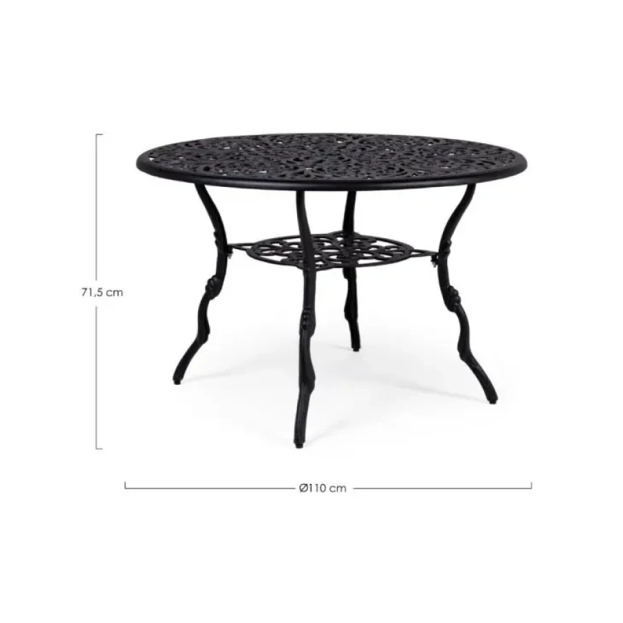 Vrtna miza VICTORIA antracit 110D. Miza je narejena iz aluminija. Barva: - Antracit Material: - Aluminij Dimenzije: širina: 110 cm višina: 71.5 cm
