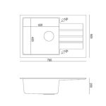 GRANITAL POMIVALNO KORITO QUADRON PETER 111 ČRN - slika 6