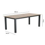 KOVINSKA MIZA NATERIAL CLARA SIVA 200X100 ALU, SINT. LES - slika 2