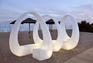 Tayga Beach Club, Italy: Luxurious Outdoor Design Furniture, Sofas, and Daybeds.