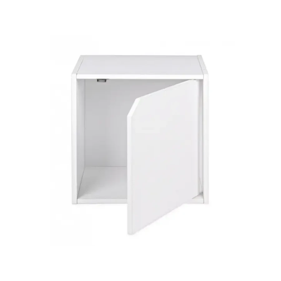 Okrasna kocka CUBO bela je narejena iz vezane plošče v sivi barvi. Vsebuje vratca. Material: - Vezana plošča Barva: - Bela Dimenzije: širina: 35cm