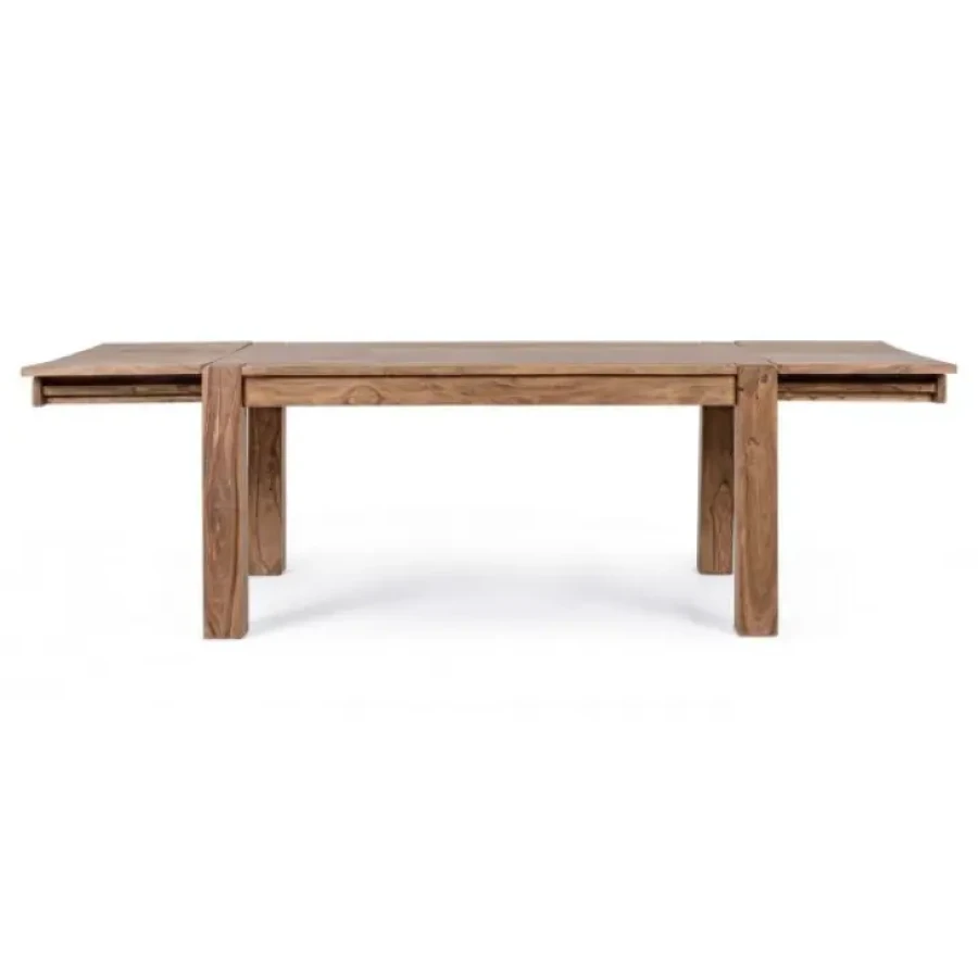 Raztegljiva jedilna miza SALFORD 160-260X100 je narejena iz lesa in ima naravno končno oblogo. Ima dva nastavka za jo podaljšati po 50 cm. Material: - Les
