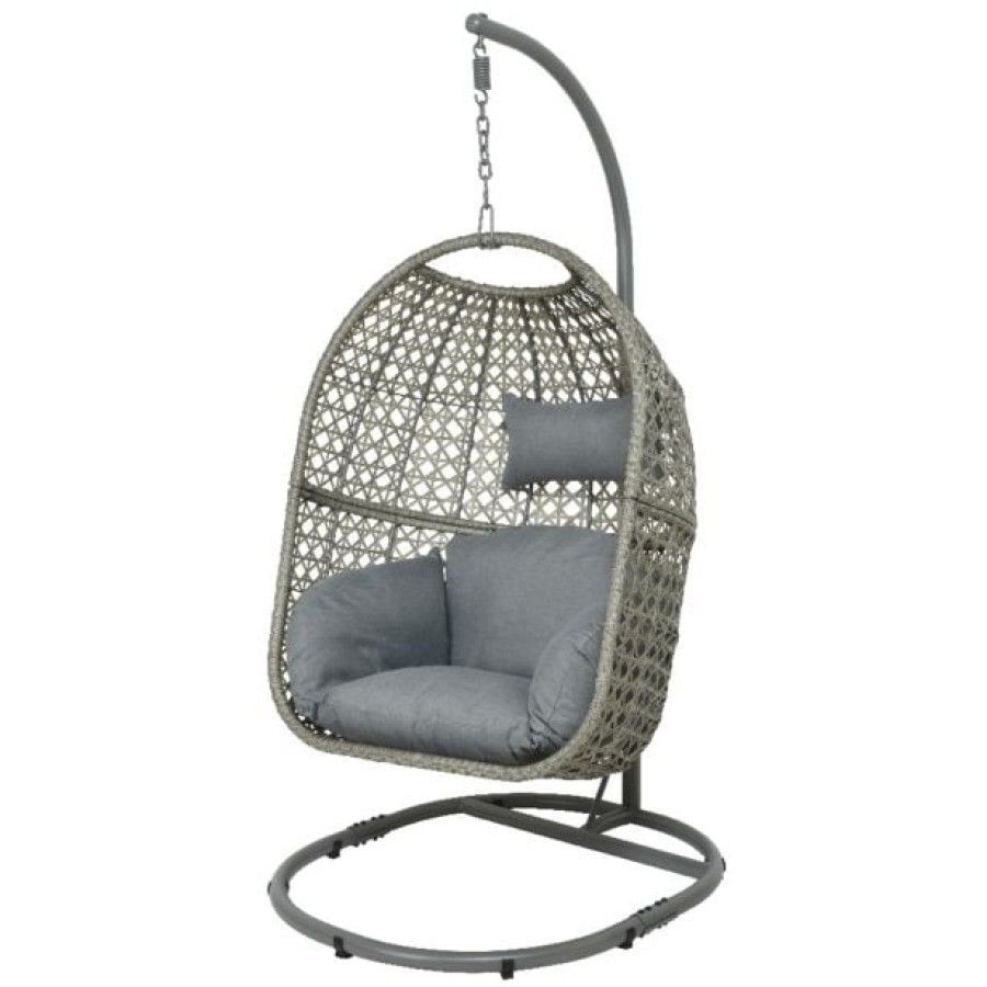 VRTNA GUGALNICA DECORIS VISEČI VRTNI STOL JAJČEK ROYAN, 95X195 CM, SIV