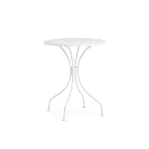 Vrtna mizica LIZETTE D60 bela je narejena iz jekla z mat zaključkom. Material: - Jeklo Barva: - Bela Dimenzije: širina: Ø60cm višina: 71hcm višina: 71cm