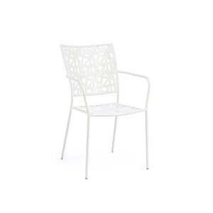 Vrtni stol KELSIE bela je narejen iz jekla z mat zaključkom. Material: - Jeklo Barva: - Bela Dimenzije: širina: 54cm globina: 55cm višina: 89cm višina