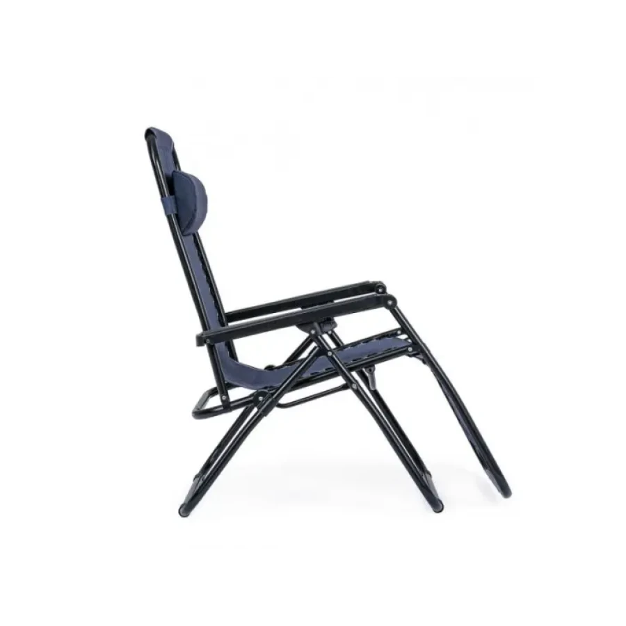 Vrtni stol MORGAN modra ima jekleno konstrukcijo in čez tekstilno tkanino. Ima plastične ročaje in je prikladen za taborjenje. Stol je zložljiv. Material: