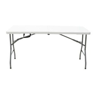 ZLOŽLJIVA MIZA 183X76X74CM, VRHUNSKA DELA HDPE BEL-GRANIT, SIVO JEKLENO OKVIRJE