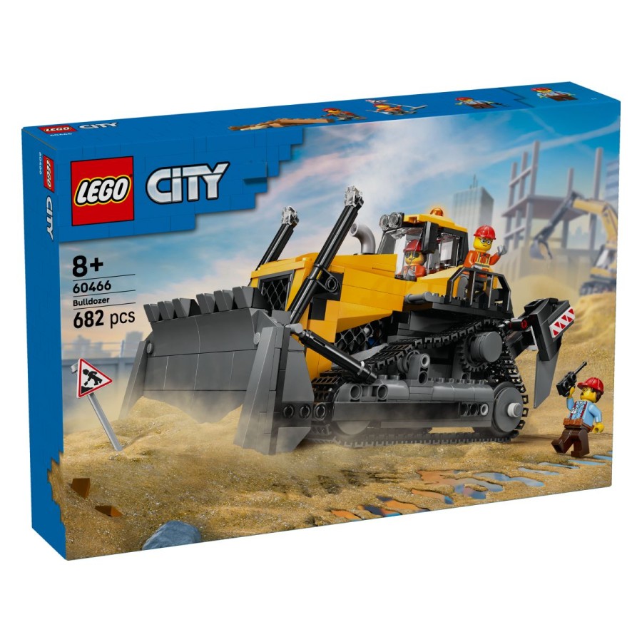 Lego® City 60466 Rumeni buldožerPripravljeni za težko akcijo z mogočnim LEGO® City buldožerjem! Neverjetni stroj je opremljen z mogočnimi gosenicami za nepremagljive površine. Postavi znak za gradbišče in poglej