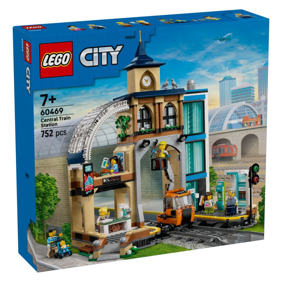 Lego® City 60469 Glavna železniška postajaDobrodošli na Glavni postaji! Preveri tablo z voznim redom